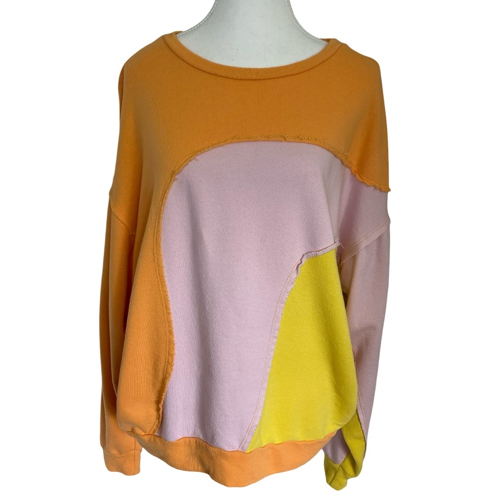 BucketList Colourful Oversized Relaxed Fit Long Sleeve Sweatshirt. Sz L